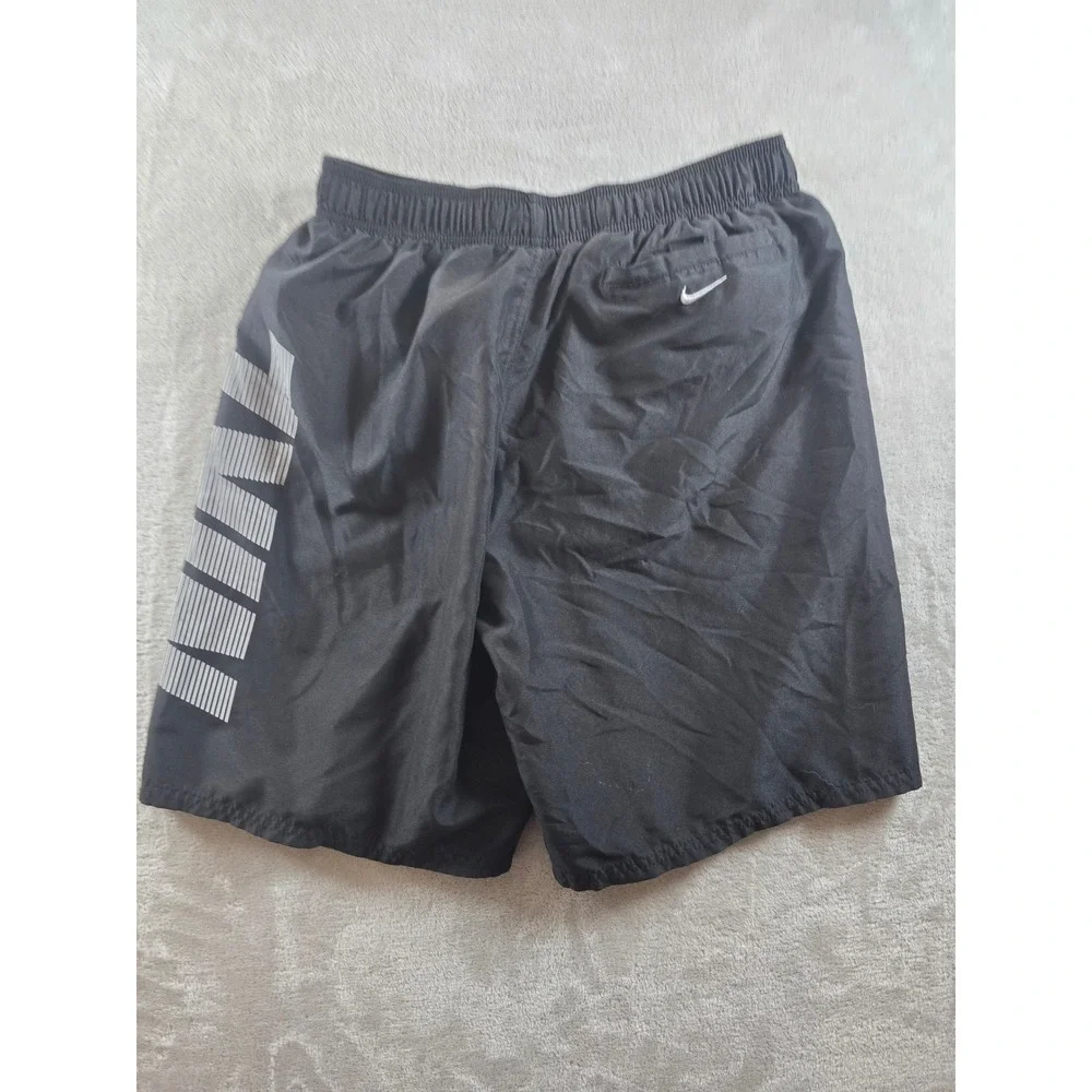 Nike‎ Swim Shorts Mens Size M Black Red Graphic Logo NESSA570 Drawstring Pocket